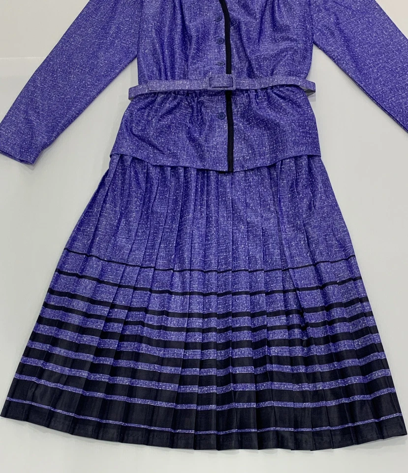 Vestido azul cintura elástica diseño KITLY FASHIONS vintage años 70 talla 10 para dama en muy buena condición Foto 2 de 4