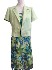 Studio 1 Dress & Jacket, 2-PC Set, Sleeveless Size 12, Green Blue Flowers lined