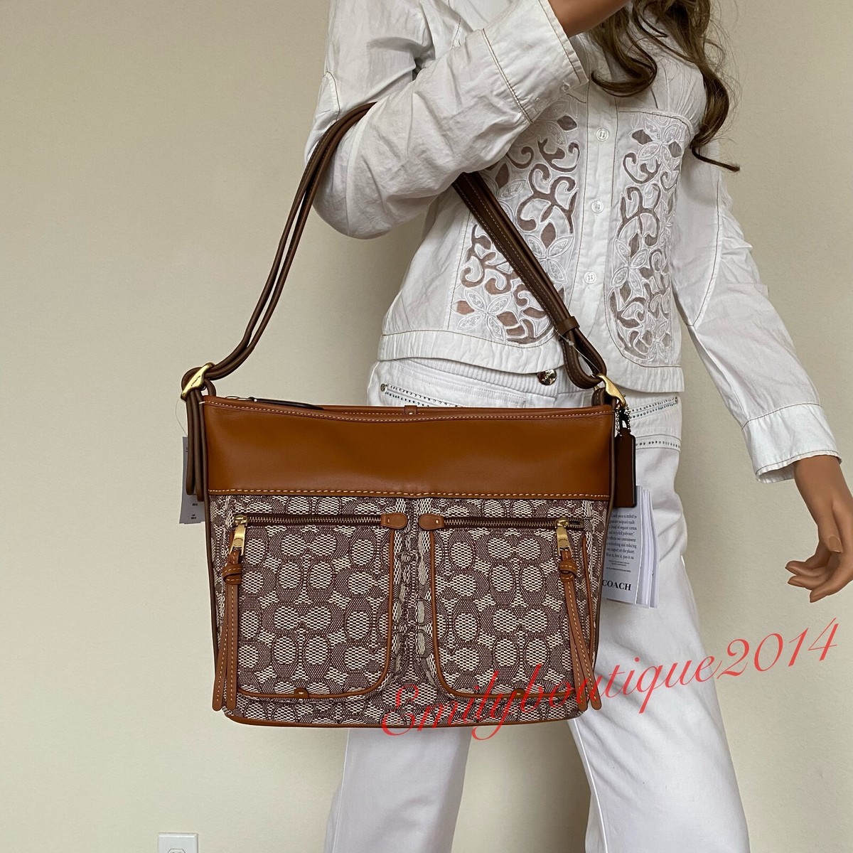NWT Coach C5434 Andie Shoulder Bag In Signature Textile Jacquard