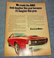 1970 AMC AMX Vintage Ad "We Made the AMX Look Tougher This Year..."
