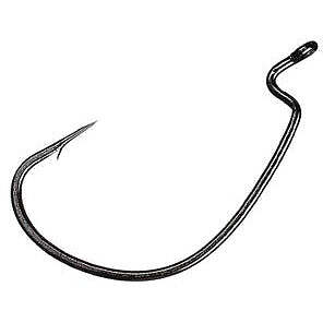 Owner Wide Gap Worm Hook with Cutting Point Size 2/0 Black Chrome Finish Qty 6