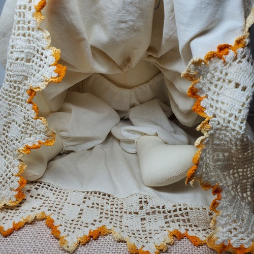 Nana's Stuffed Bunny Long Ears Ribbons Embroidered Crochet Trim Long Dress READ - Picture 7 of 12