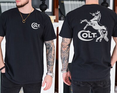 Colt Horse Logo T-Shirt Guns Firearms on Vintage Black Comfort Colors Tee