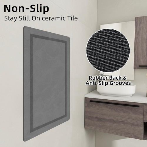 Super Absorbent Bath Mat Rug Quick Dry Non-Slip Shower Rug, Grey, 24"x16" - Picture 3 of 9