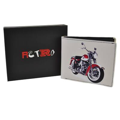 Top Quality Leather Bi-Fold Wallet by Retro Harley Davidson Motorbike Gift Bo...