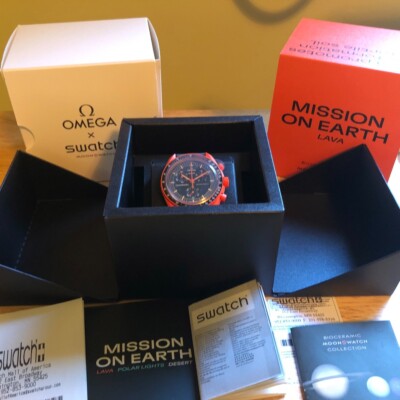 Omega x Swatch Mission On Earth Lava MoonSwatch Mission To Omega x Swatch Mission On Earth Lava MoonSwatch Mission To