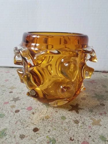 ERCOLE BAROVIER & TOSO MURANO ART GLASS BOWL Vase Mugnoni ! Rare !!! MCM
