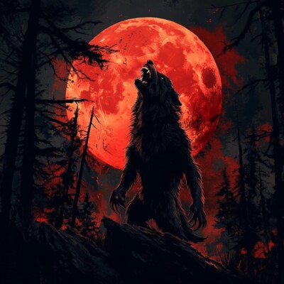 Wall decal sticker werewolf howling wall sticker 18 x 18 cm large
