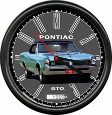 Licensed 1966 Pontiac GTO 2 Door Sedan General Motors Retro Sign Wall Clock