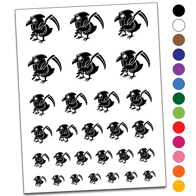 Reaper Raven Hood Scythe Temporary Tattoo Water Resistant Set