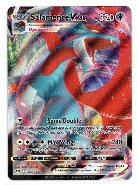 Pokemon Salamence VMAX 144/189 Ultra Rare Darkness Ablaze IN-HAND Near