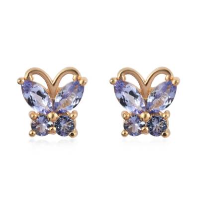 AAA Tanzanite Butterfly Stud Earrings In Sterling Silver For Women Gift 