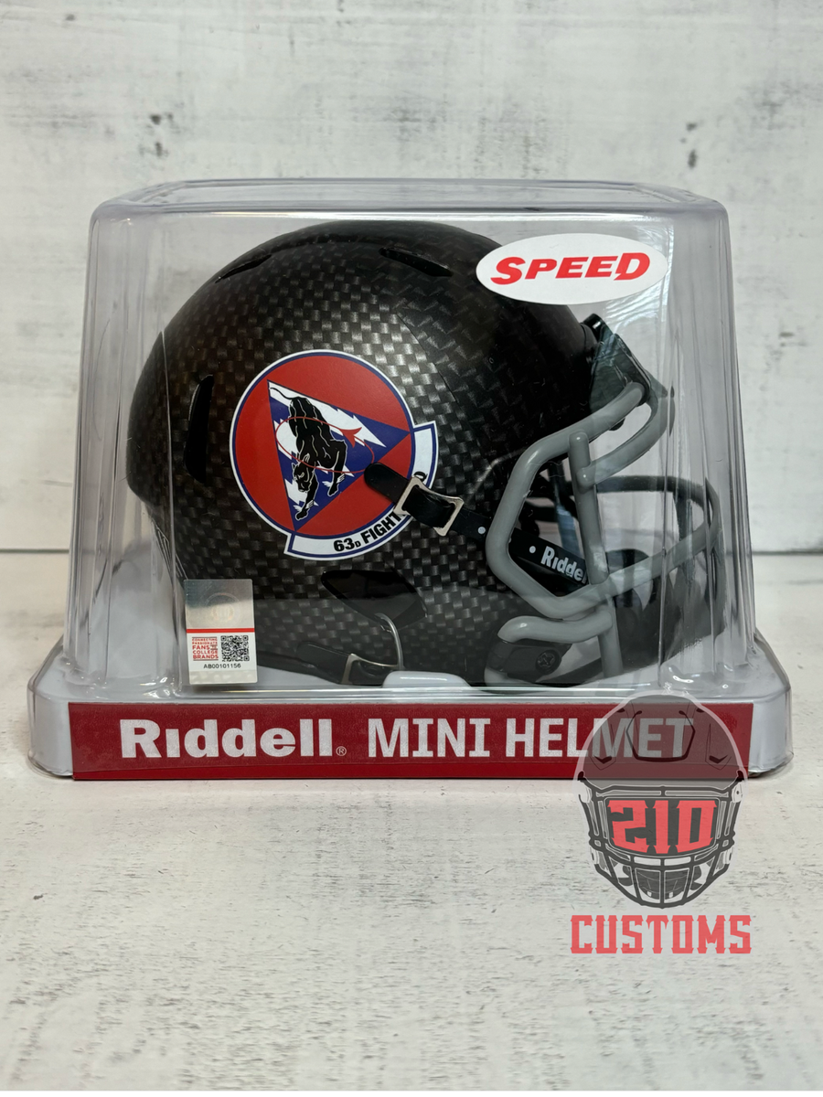AIR FORCE FALCONS 2017 63rd FIGHTER SQUADRON Riddell Speed MINI Football Helmet AIR FORCE FALCONS 2017 63rd FIGHTER SQUADRON Riddell Speed MINI Football Helmet
