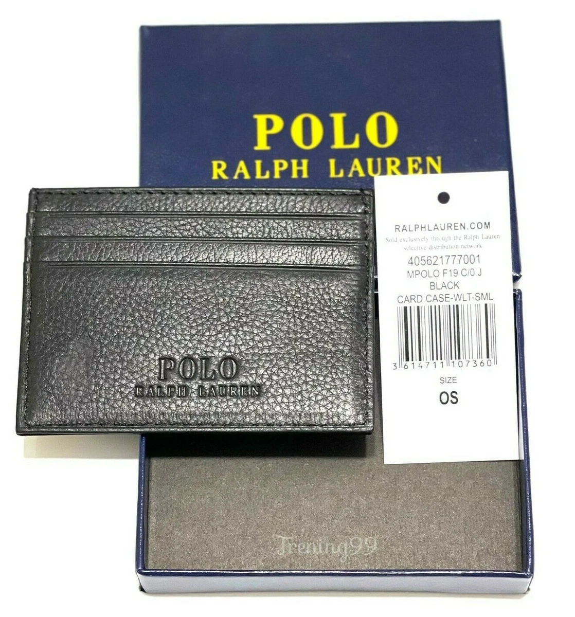 Polo Ralph Lauren 6 Slots Leather Credit Card Holder Black _ Great 