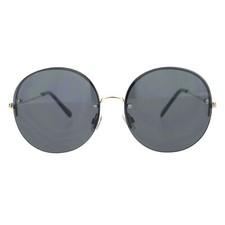 Round Circle Sunglasses Womens Half Metal Rim Oversized Fashion UV 400