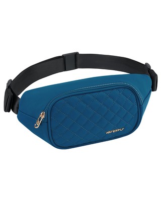 Blue Waist Fanny Pack for Women Belt Bag with 3 Pockets Adjustable Strap