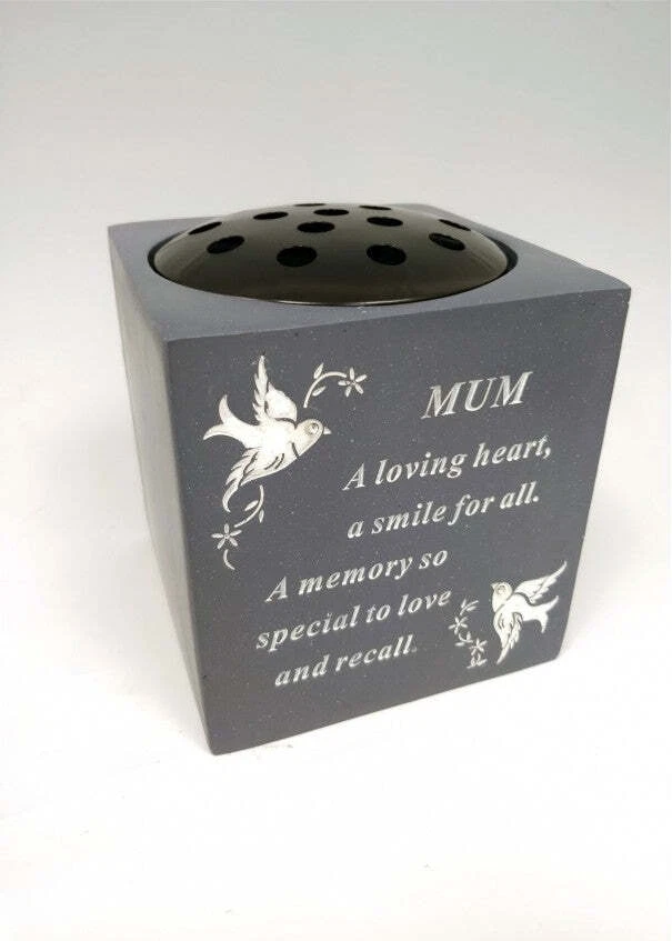 Mum Slate Grey Memorial Flower Vase Rose Bowl Diamante Graveside Plaque Tribute
Opens in a new windo