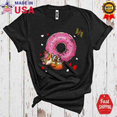 Fox Hanging Donut Drinking Coffee, Wonderful Donut Coffee Nerd, Zoo Animal Shirt