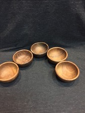 Hardwood Carved 5 Wooden Small Bowls In Very Good Condition
