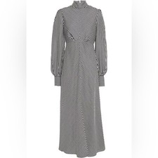 Zimmermann Satin Twill Striped Collared Midi Dress AU 0p New