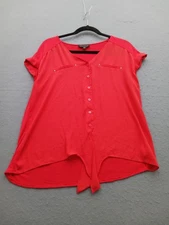 Fortune + Ivy Women L Blouse Red Rayon Blend