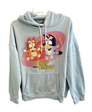 Bluey  Bingo Hoodie Light Blue 2 Sided Vinyl Design Women's Large