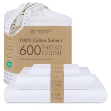 100 Cotton Sheets for Twin Size Bed - 600 Thread Count Twin Bed Sheets Set w...