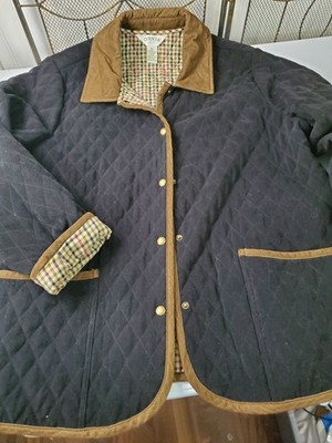 ORVIS Women's Sz XL Black Quilted Barn Jacket Chore Coat Corduroy