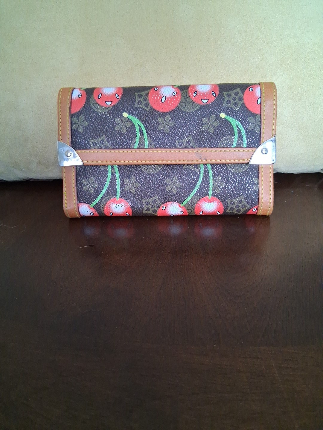 Cherry Pattern  Brown Wallet Bifold - image 2
