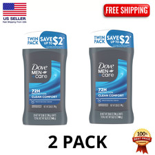 Dove Men Care Antiperspirant Stick Clean Comfort 2.6 oz 72H Sweat, 2 Pack
