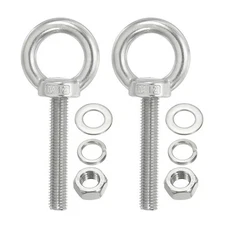 2Pcs M12 x 70mm 304 Stainless Steel Lifting Shoulder Eye Bolt with Nuts Washers