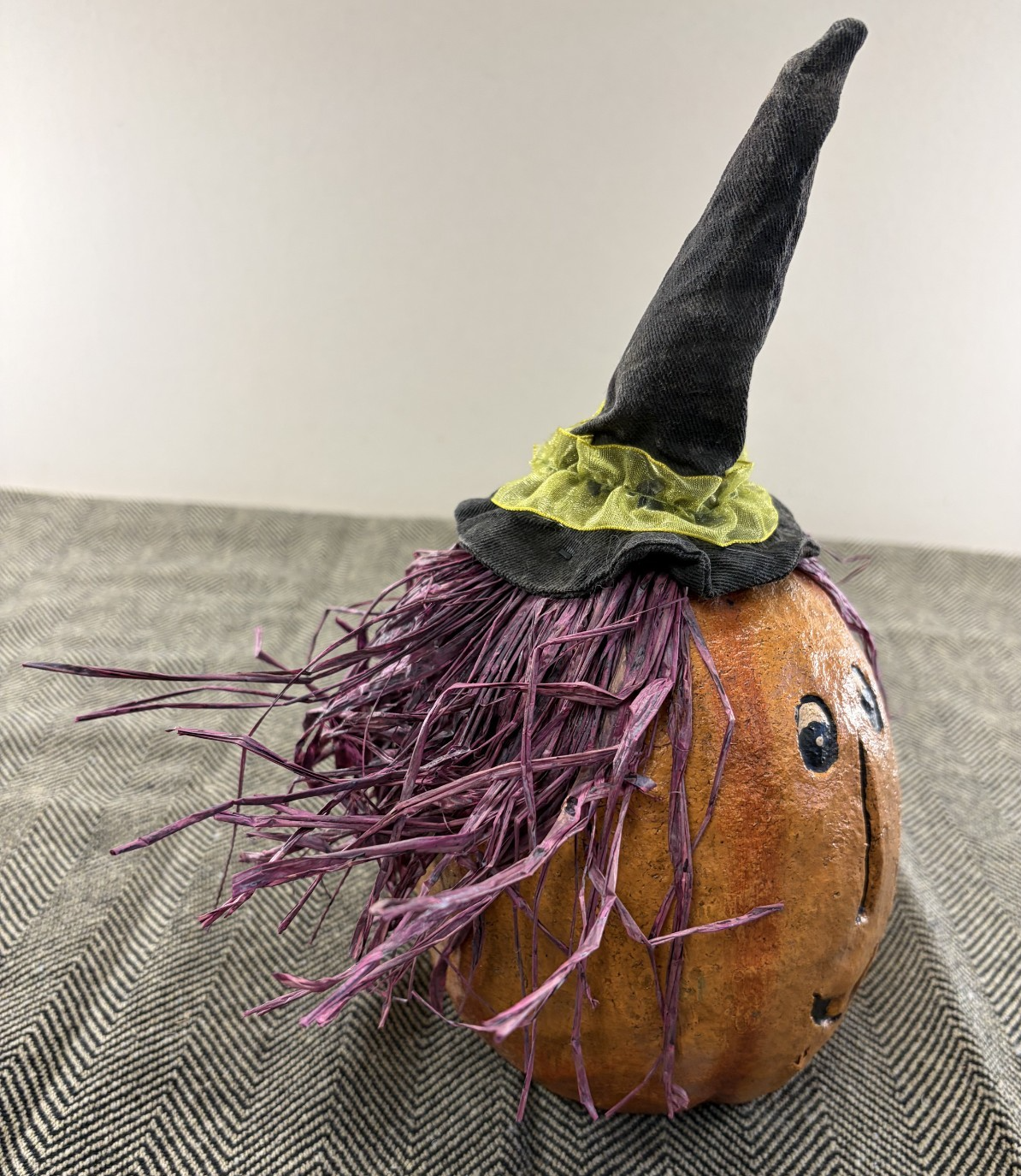 Vintage Halloween Jack O Lantern Witch Head Grubby Primitive Folk Art ...