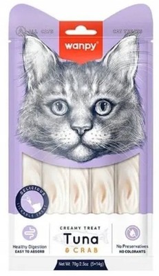 Wanpy Cat | Cremige Leckerlis | Thunfisch & Krabbenfleisch | 5 x 14 g (70 g)