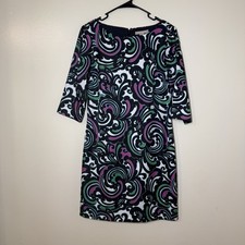 Banana Republic Black Multi-Color Swirl Midi Dress Size 4