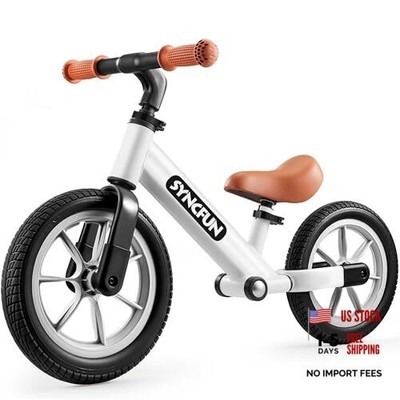  12'' Toddler Balance Bike for 2, 3, 4, 5 Year Old Kids, Lightweight Bike White