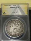 Morgan Silver Dollar 1900-O/CC $1 ANACS F12 Circulated 0.9 Fine Silver Coin