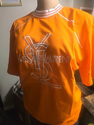Saint Laurent YSL Logo Graphic Crew Neck Short Sleeve Cotton Jersey T-Shirt M