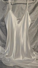 Secret Treasures Sz Lg. Frost White Silky Satin Short Nightgown Lingerie EUC See