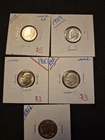 5 Uncirculated 1958-62 Silver Roosevelt Dimes. 1 D Coin!
