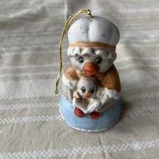 Jasco Handpainted Caring Critter Duck Bisque Porcelain Bell Christmas Ornament