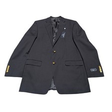 NWT Chaps Mens Navy Blue Blazer Gold Crest Buttons Sport Coat 42 Long Wool Blend