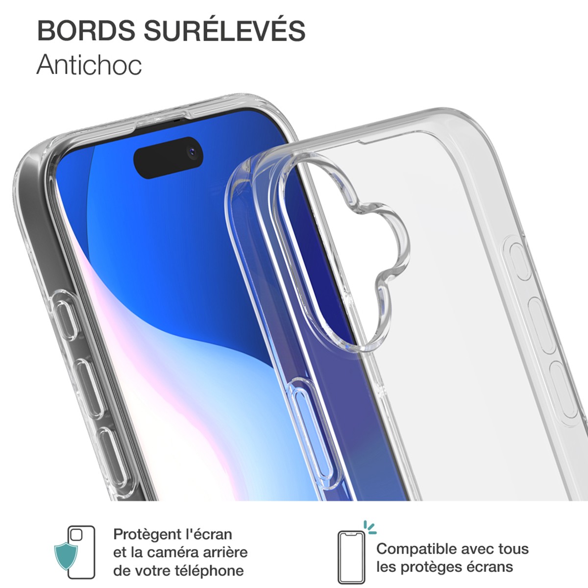 Coque iPhone 16 BigBen SiliSoft transparente en silicone flexible - 4