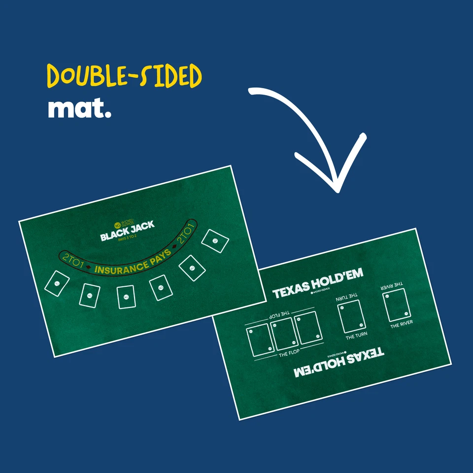 200 Poker Game Texas Hold'em Set Gaming Mat Chips 2 Decks Playing Card With Box - Image 3 of 4