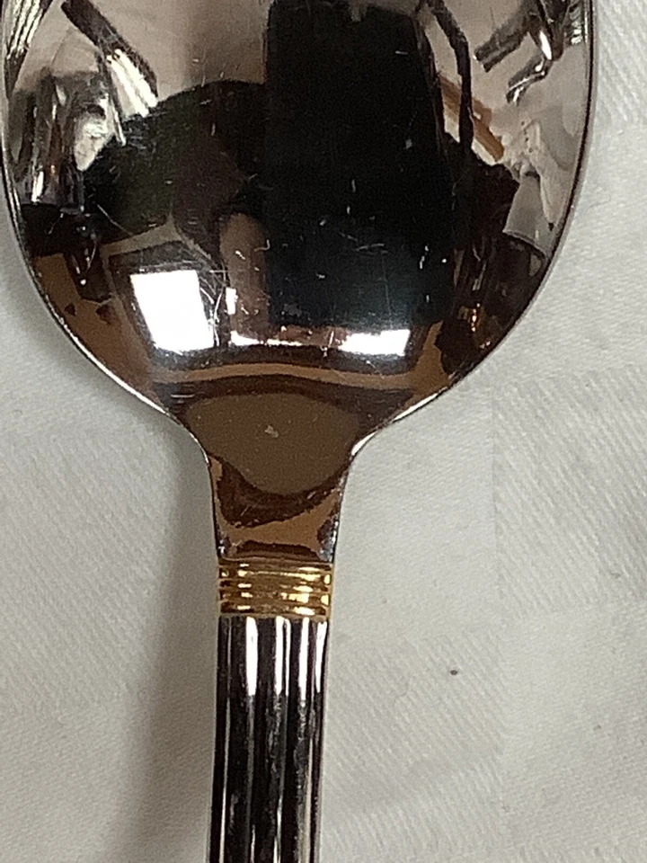Cutipol Athena Gold Accent 18/10 Stainless Flatware Teaspoon SEE DETAILS - Image 2 of 4