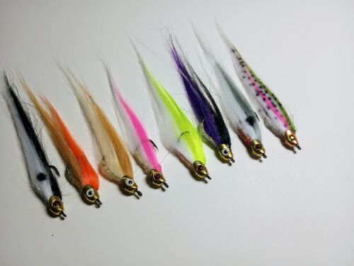 8- 4"  Weedless Weighted Fish Skull Pike Bass Trout Saltwater Flies - Picture 1 of 1