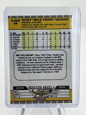 WILD THING" GLASSES RICK VAUGHN From MAJOR LEAGUE Cleveland - Foto 12