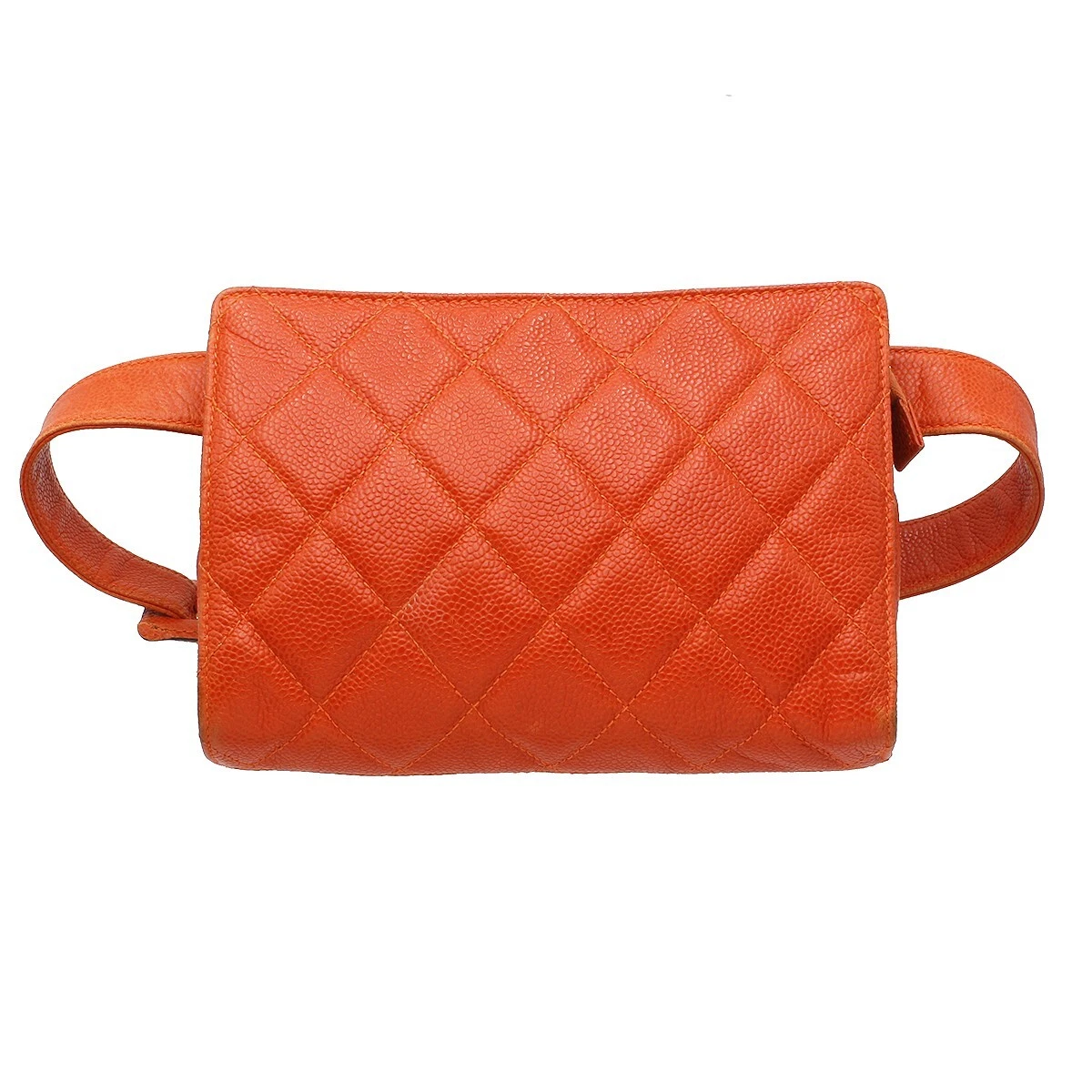 CHANEL Caviarskin Quilted Mini Waist Bag Bumbag 80/32 W20 Orange Women Y1061