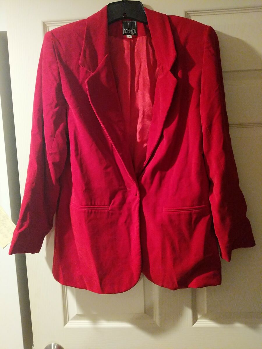 Vintage Marc Alan Red Velvet Women&#039;s Blazer Jacket 8 LUX LUX Big Button | eBay