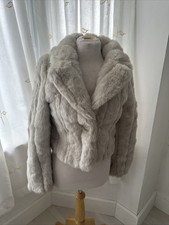 Lipsy London Cropped Fur Coat Light Grey