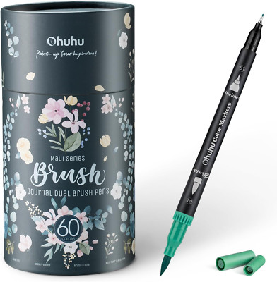 Ohuhu Dual Brush Pen Set, 60 Filzstifte Doppelseitig Pinselstifte Aquarell Marke